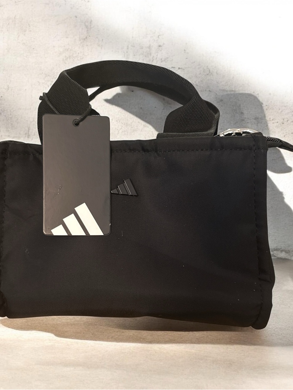 Adidas Mini Black Tote with Top Handles and Logo Accent